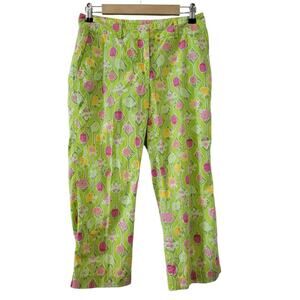 Lilly Pulitzer Spring Ladybug Floral Fruit Print Light Weight Capri Pants Size 6